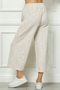 Open image in slideshow, Tan Boucle Textured Cropped Pants

