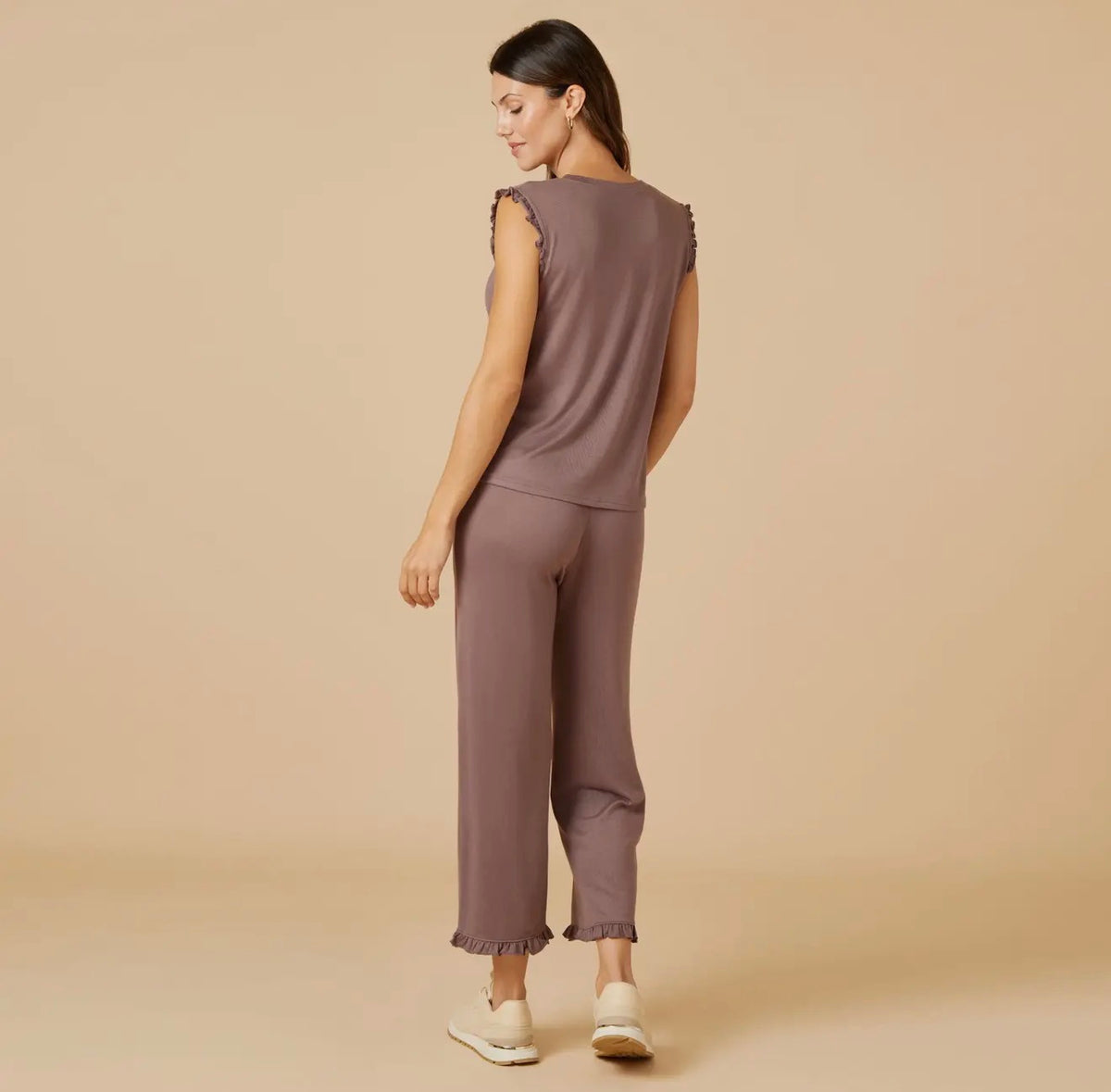 Softies: Dream Ruffle V-Neck with Cropped Pant - Driftwood – Tin Roof ...