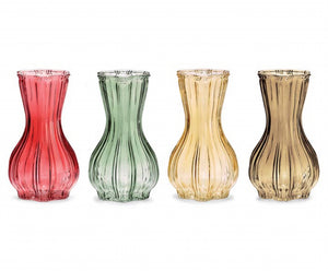 Open image in slideshow, Translucent Ribbed Bulb Shape Vase
