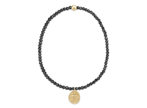 Open image in slideshow, Inspired Small Gold Charm 2mm Bead Bracelet - Faceted Hematite
