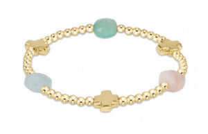 Open image in slideshow, Signature Cross Admire Gold Pattern 3mm Bead Bracelet- Gemstone
