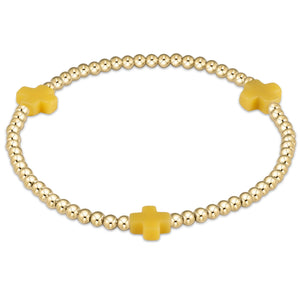 Open image in slideshow, Signature Cross Gold Pattern 3mm Bead Bracelet
