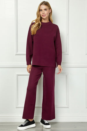 Burgundy Cropped Sweater Pants