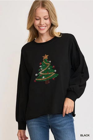 Open image in slideshow, Christmas Tree Sequined Top
