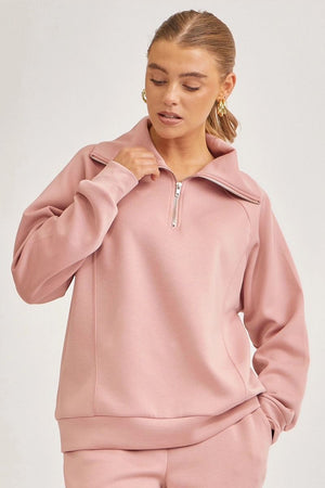 Open image in slideshow, Dear Scarlett Hamptons Quarter Zip - Mauve
