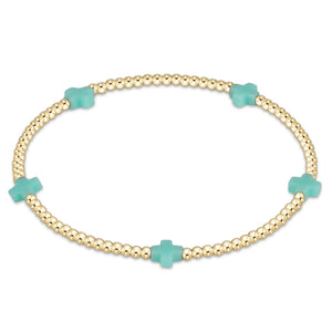 Open image in slideshow, Signature Cross Small Gold Pattern 2mm Bead Bracelet
