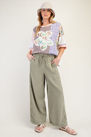 Mocha Blush Flower Patch Top
