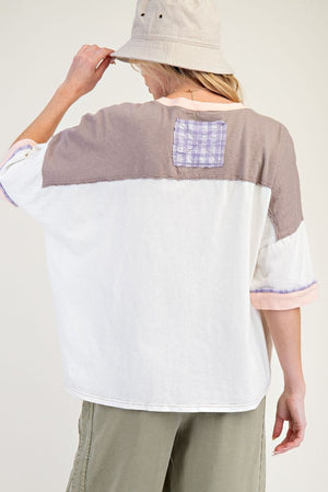 Mocha Blush Flower Patch Top