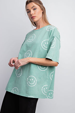 Smiley Face Top - Apple Green