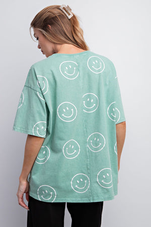 Smiley Face Top - Apple Green