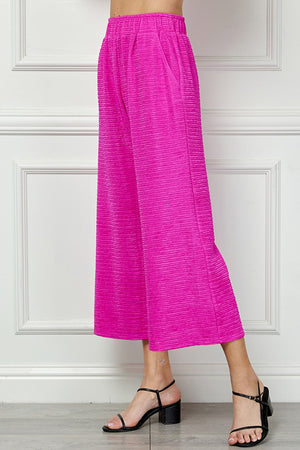 Textured Cropped Pant - Fuchsia