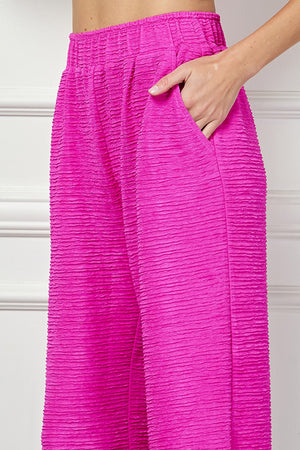 Textured Cropped Pant - Fuchsia