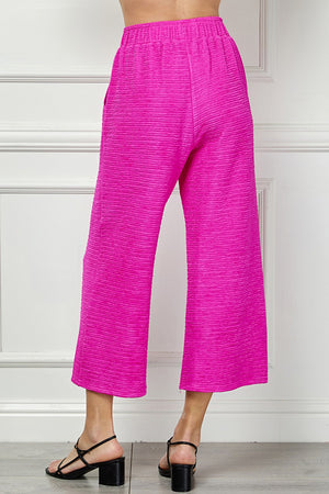 Textured Cropped Pant - Fuchsia