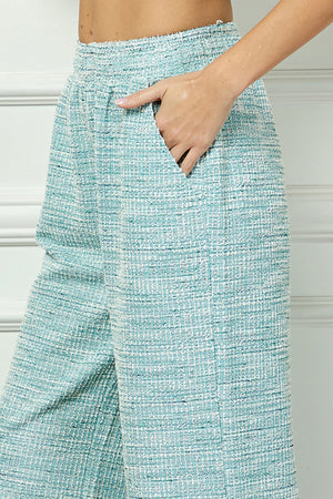 Boucle Textured Cropped Pant - Mint