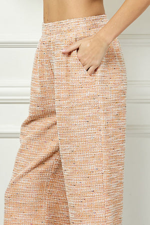 Boucle Textured Cropped Pant - Orange