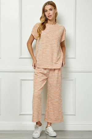 Boucle Textured Cropped Pant - Orange