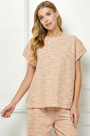 Open image in slideshow, Boucle Textured Top - Orange
