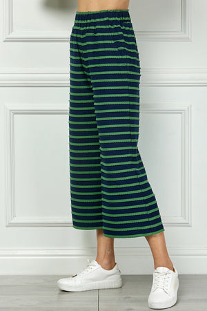 Scallop Stripe Cropped Pant - Navy & Green