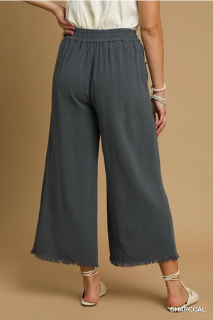 Frayed Hem Pants - Charcoal