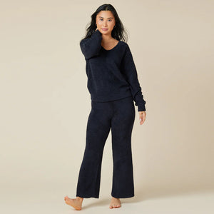 Open image in slideshow, Softies: Solid Marshmallow V-Neck Lounge Set - Black

