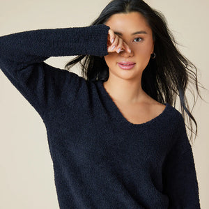 Softies: Solid Marshmallow V-Neck Lounge Set - Black