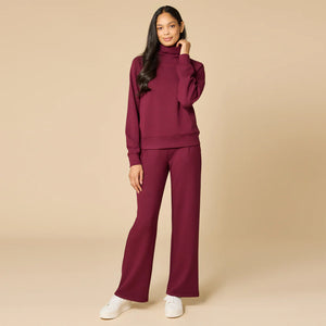 Open image in slideshow, Softies: DreamTech Cowl Neck with Pleat Pant - Cherry Cola
