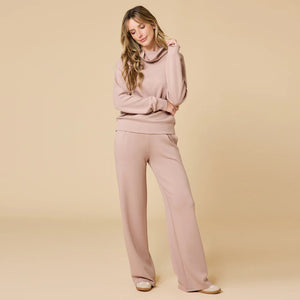 Open image in slideshow, Softies: DreamTech Cowl Neck with Pleat Pant - Coco
