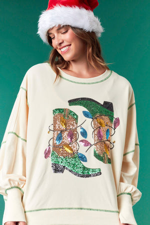 Sequin Western Boot Sweatshirt
