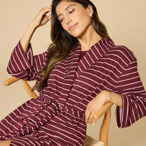 Softies: Dream 42” Shawl Robe - Cherry Cola Stripes