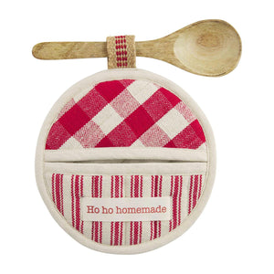 Open image in slideshow, Christmas Pot Holder &amp; Spoon Set
