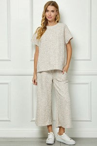 Tan Boucle Textured Cropped Pants
