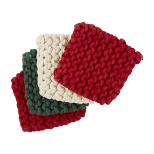 Open image in slideshow, Christmas Crochet Coasters Set
