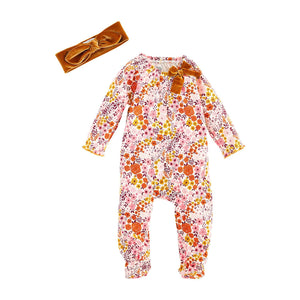 Open image in slideshow, Fall Floral Sleeper &amp; Headband Set
