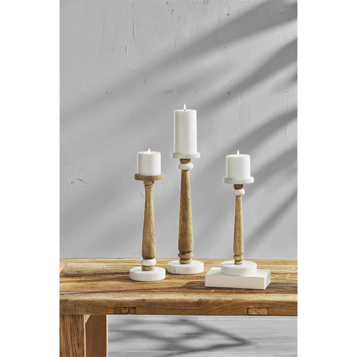 Skinny Marble and Wood Cake Stand