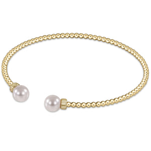Open image in slideshow, Classic Gold Bead Cuff - Pearl
