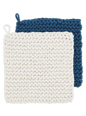 Blue Gray Crochet Pot Holder Sets